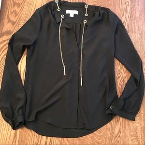 Michael Kors Long Sleeve Gold Chain Blouse